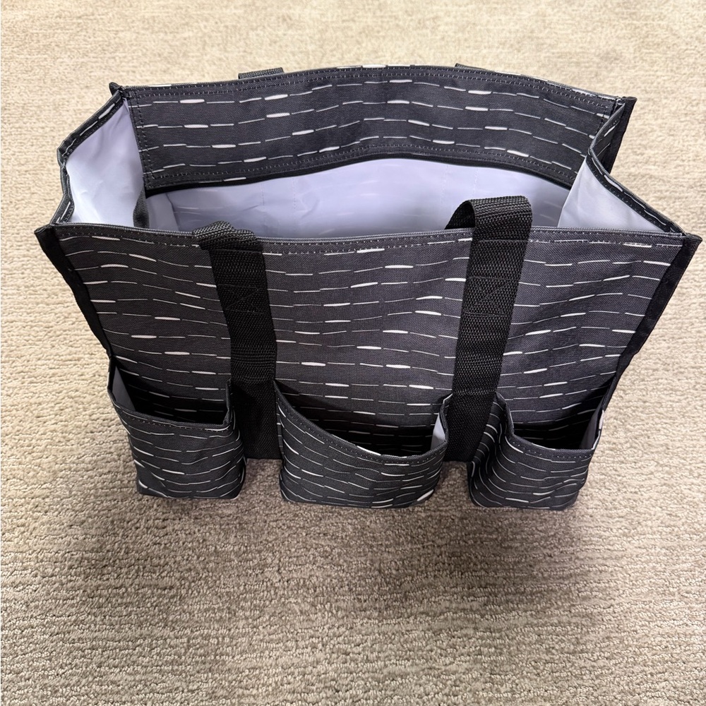 thirty-one Gray and White Utility Tote Organizer with Exterior Pockets